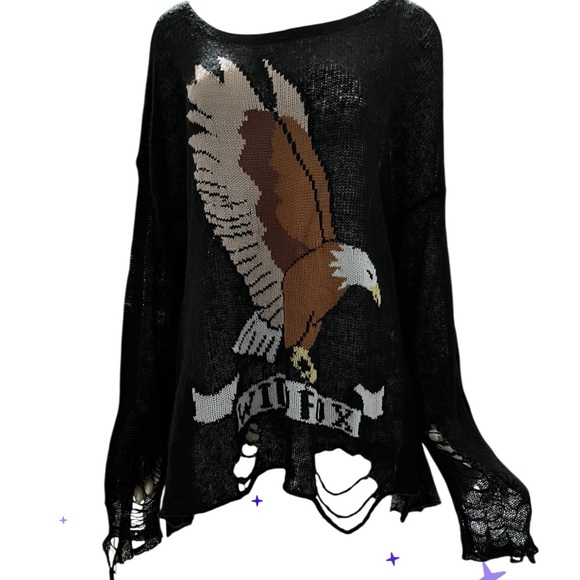 Wildfox Couture White Label Eagle Lennon Sweater Black - Picture 2 of 7